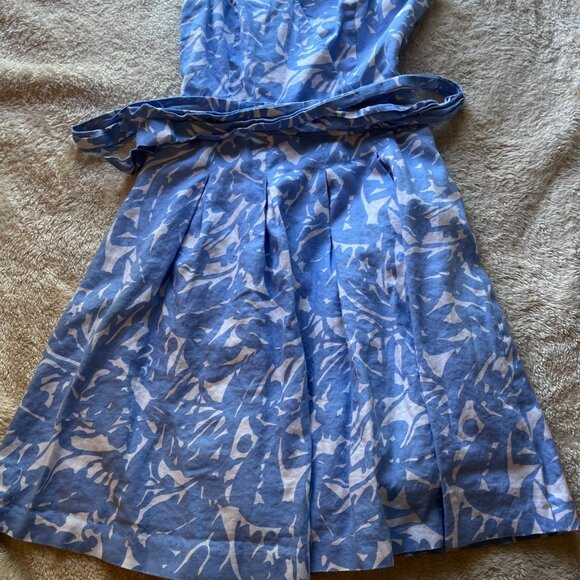 Ralph Lauren Linen Dress A Line Cut Blue and White Size 6 - Picture 4 of 6